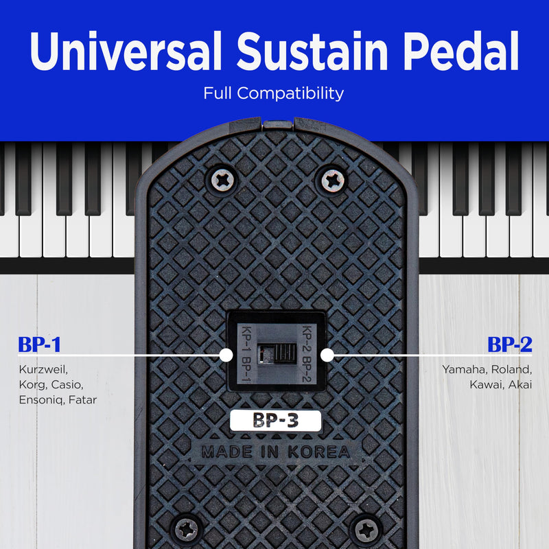 [AUSTRALIA] - VALDI BP-3 Sustain Pedal - Universal Pedal for Keyboard Piano, Digital Pianos, MIDI Keyboards & Synths - Conversion Switch for All Brands - 1/4'' Jack, Anti-Slip Design, Extended Cable (BULE) BULE 