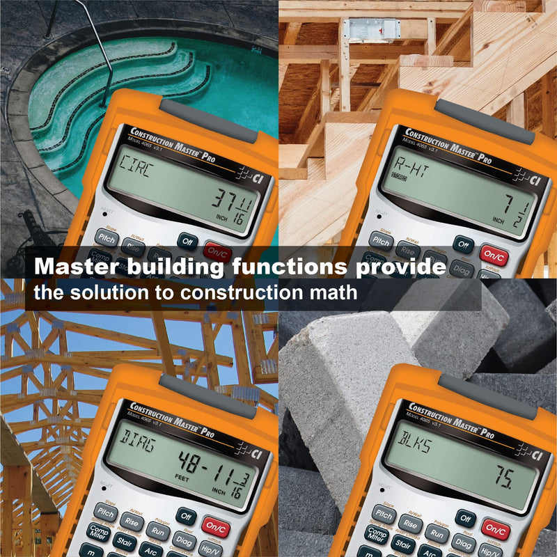Calculated Industries 4065 Construction Master Pro Advanced Construction Math Feet-inch-Fraction Calculator for Contractors, Estimators, Builders, Framers, Remodelers, Renovators and Carpenters Handheld