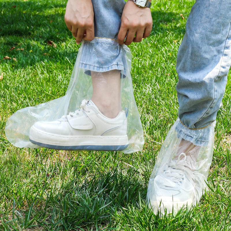 10 Pairs Rain Shoe Covers with Elastic Band, 30 x 28 cm Disposable Boot Covers for Outdoor Camping, Transparent Overshoes, Waterproof, Non-Slip for Men and Women, Child, Transparent