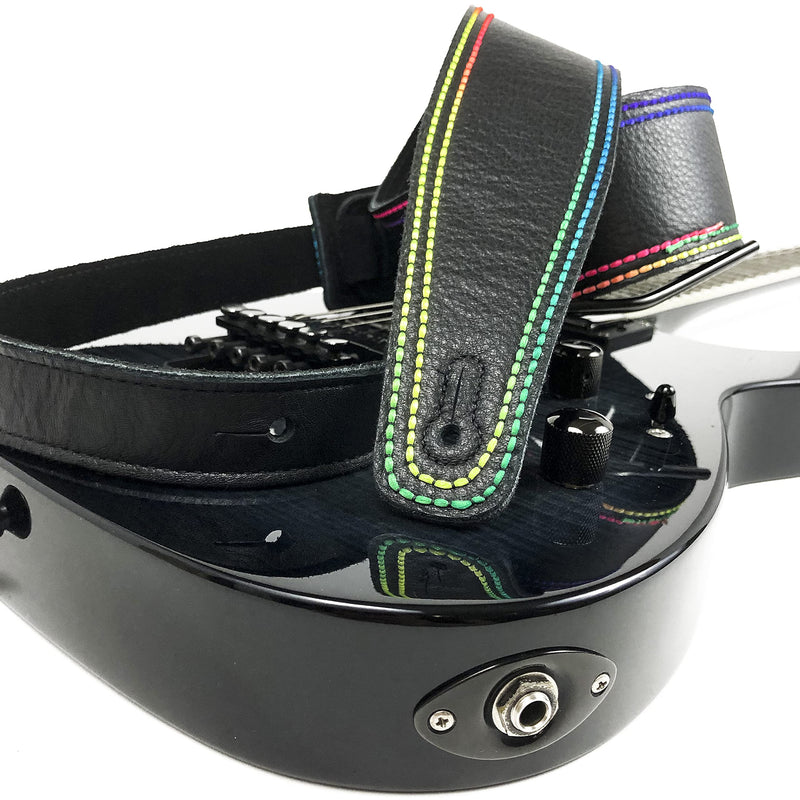 Perri's Leathers Ltd. - Multicolor Thread Guitar Strap - Adjustable Strap from 44.5" - 53" for Electric, Bass, Acoustic Guitars - Black (BM25RTD-7513) 53"