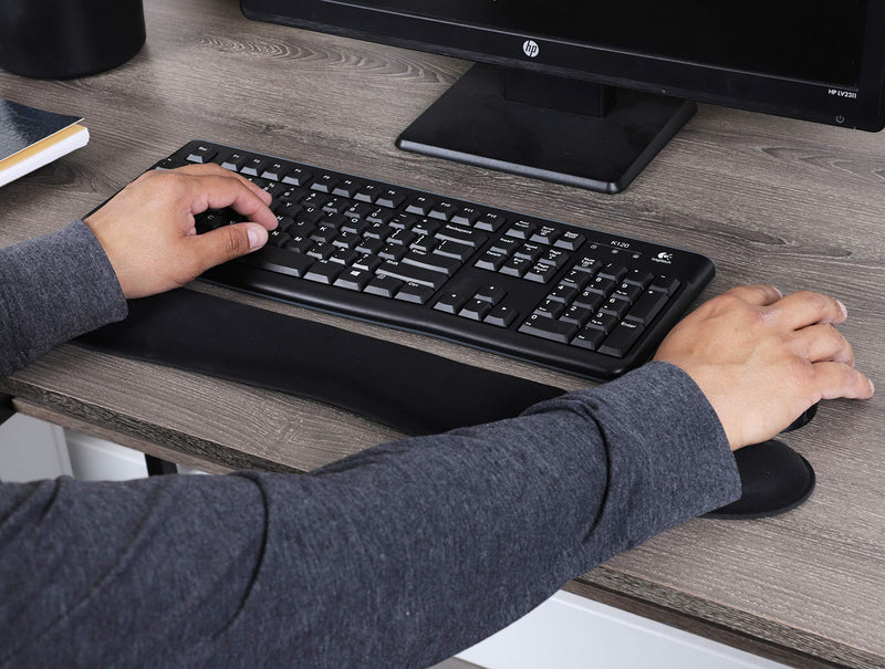 Mind Reader Gel Wrist Rest, Ergonomic Memory Foam Support Cushion Set for Keyboard and Mouse, Non-Slip Rubberized Base, Helps Relieve Tension, Black Single