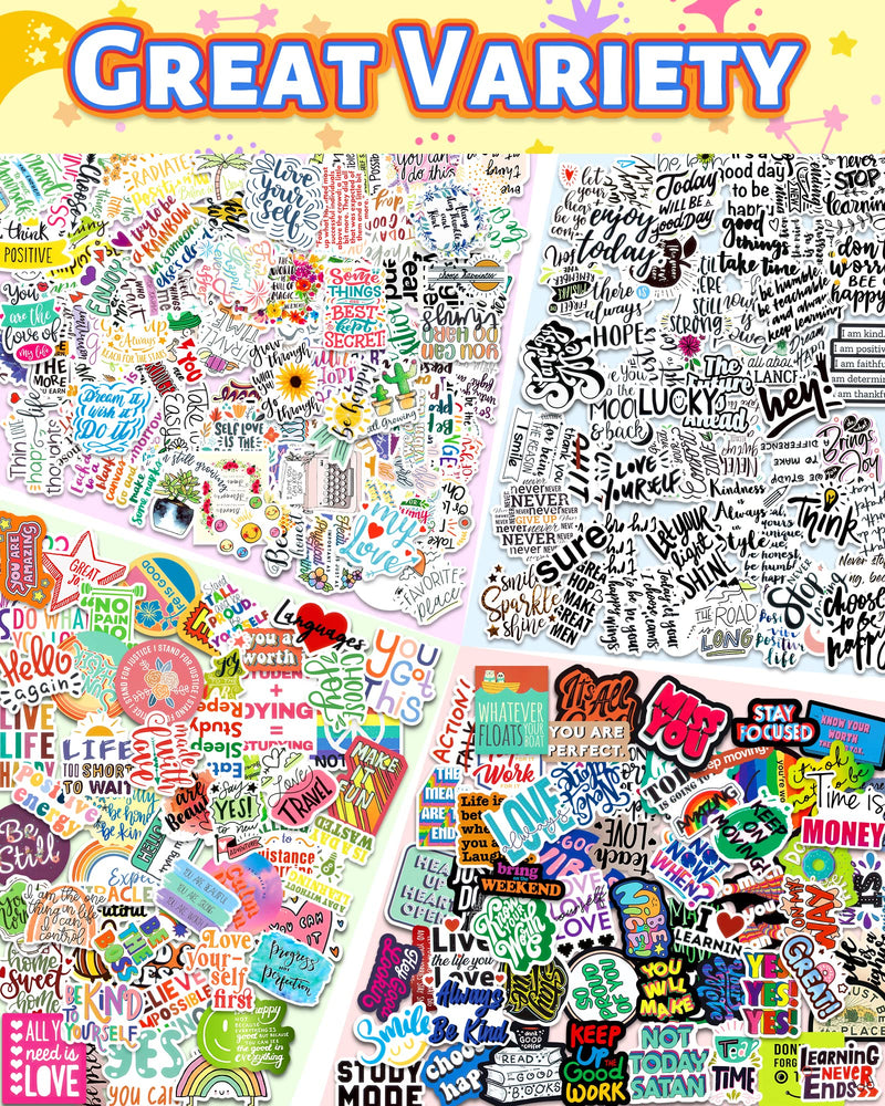 300 PCS Inspirational Stickers for Adults, Motivational Water Bottle Stickers for Teens Kids Teachers, Journaling Scrapbook Laptop Positive Quote Vinyl Stickers for Vision Board Supplies 300 Pcs