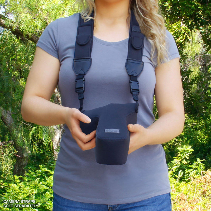 USA Gear Zoom Camera Sleeve (Black) TrueSHOT Neck Strap (Black) – Bundle