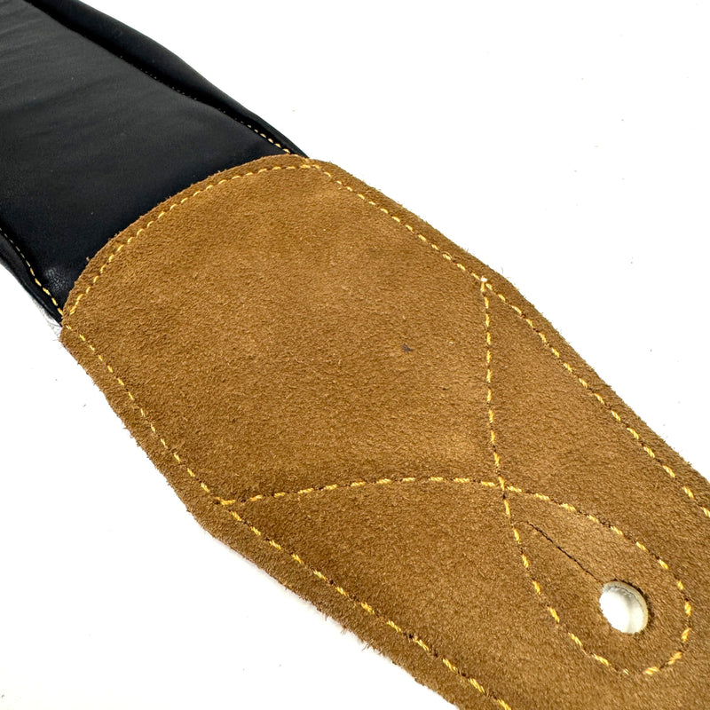 Walker & Williams B4B-WHT Aged White Semi Gloss 4" Wide Double Padded Premium Heirloom Grain Leather Guitar And Bass Strap For Acoustic, Electric, And Bass Guitars