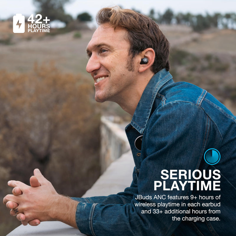 JLab JBuds ANC 3, True Wireless Earbuds, Active Noise Cancelling, Multipoint Connect, Google Fast Pair, Black