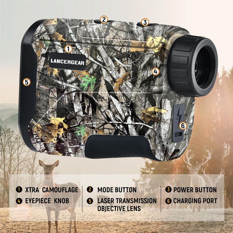 [AUSTRALIA] - Golf/Hunting Rangefinder 6.5X Magnification Waterproof Range Finder, Distance Measurement, Slope Compensation,Speed Modes, Lightweight, for Hunting, Golfing and Shooting Next Camo 1200Y 