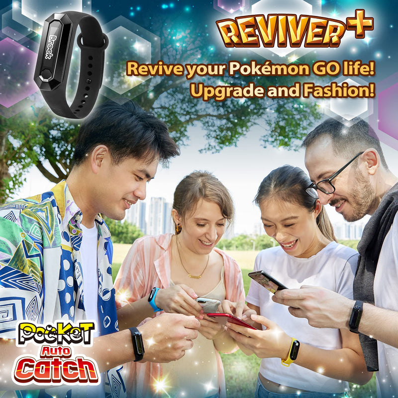 Brook Pocket Auto Catch Reviver Plus - Splendid Evolution, Auto Spin and Catching Pocket Monsters, IP67 Wristband Bracelet Accessory, Reminder for Disconnection, Battery Capacity Display