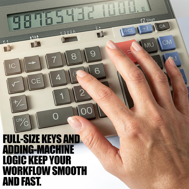 Sharp 12-Digit Commercial Dual Power Desktop Calculator, Business Functions with Memory & Markup Keys, Slim Adding-Machine Design Calculator, 6.9 x 7.3-Inches, Gray and Black (QS-2130)