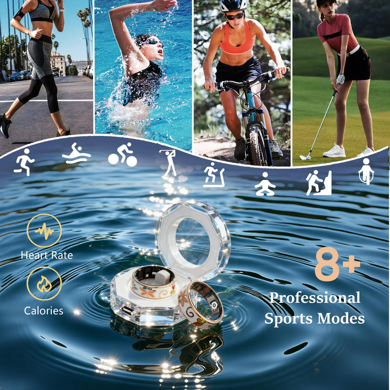Smart Ring for Women & Men - No Subscription Fee Fitness Tracker with Sleep Tracking, Heart Rate, SpO2 - IP68 Waterproof for iPhone Android - Activity Tracker (9) 9