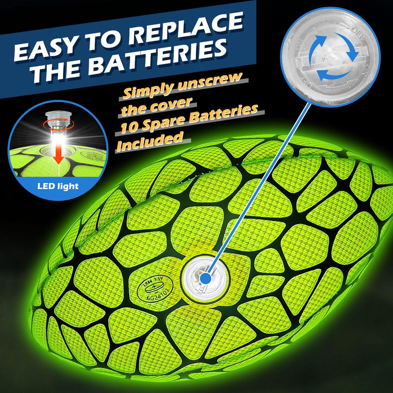 Jasonwell Glow in The Dark Football - Strong Grip Light Up Football Toy Stuff Gift Outdoor Sports Ball for Boys Kids Teen Junior Youth Adult Christmas Birthday Gifts for Ages 6-8 8-12 13+ Year Old No.9 Green