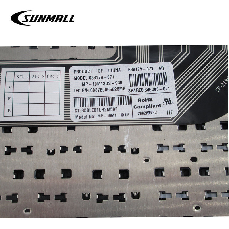 SUNMALL Keyboard Replacement Without Frame Compatible with HP ProBook 4530S 4535S 4730S 4735S Series Black US Layout