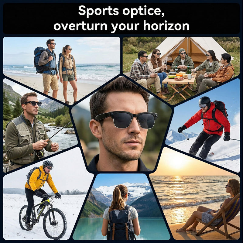 AI Smart Glasses with Camera 1080P POV Video Recording Photochromic | Real-time audio translation & open-ear Bluetooth music call