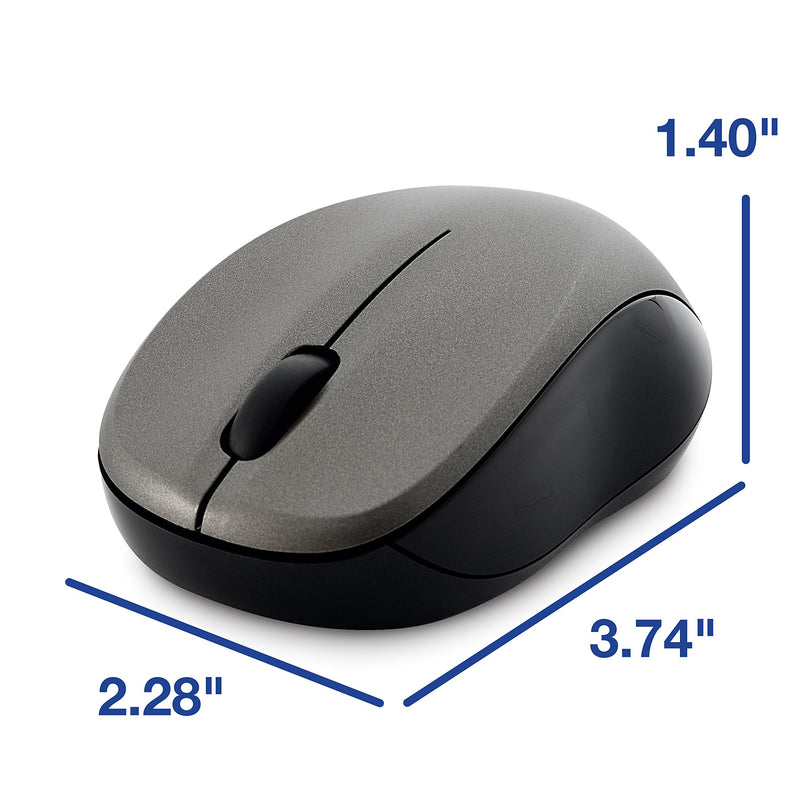 Verbatim Wireless Silent Mouse 2.4GHz with Nano Receiver - Ergonomic, Blue LED, Noiseless and Silent Click for Mac and Windows - Graphite, 1.4" x 2.3" x 3.7" Graphite Mouse