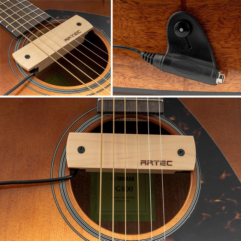 Artec WSHD-OSJ Ceramic Magnet Humbucker Maple Wood Cover Soundhole Pickup 8.4K with OSJ Jack for Acoustic Guitar Maple Cover