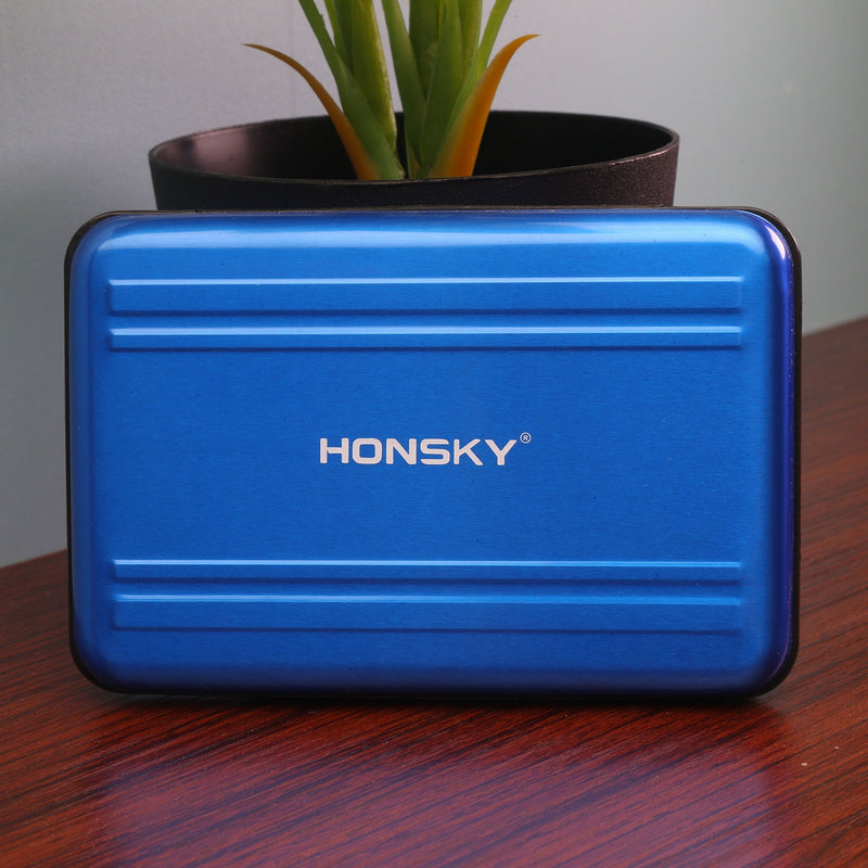 Honsky Aluminum UHS-I SD Micro SD SDHC SDXC TF SecureDigital Memory Card Carrying Case Holder Organizer Box Keeper for Computer Camera Media Storage Organization,Blue Blue