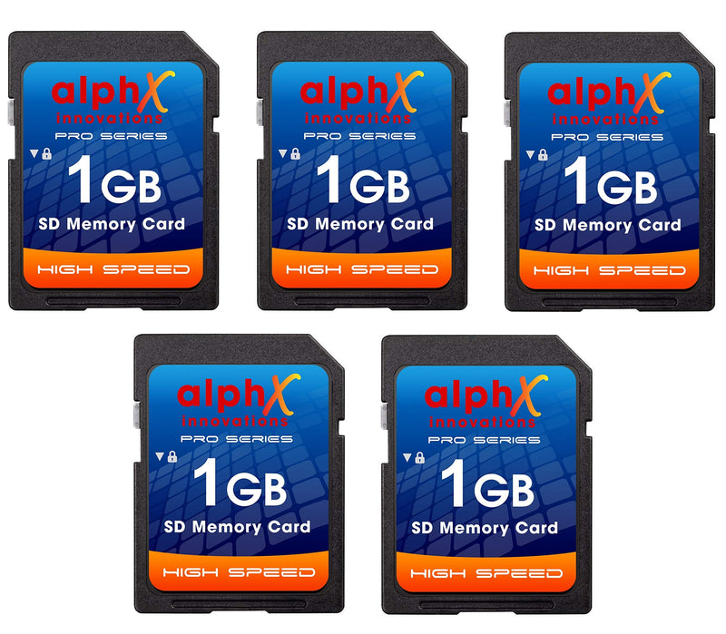 AlphX Innovations 1gb SD Card, pack of 5
