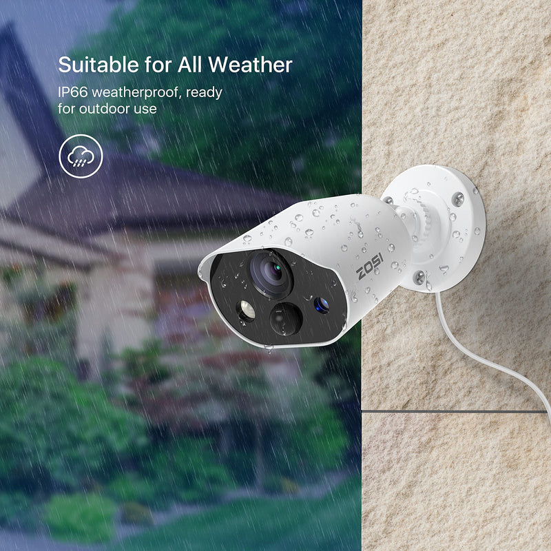 ZOSI 1080P HD-TVI Security Camera with Audio, 2MP 1920TVL Indoor Outdoor Surveillance Home Camera, Night Vision, PIR Motion Detection, IP66 Weatherproof, Only Work with ZOSI 3K Lite CCTV DVR Wired-1Cam