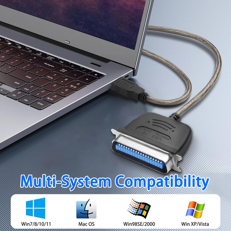 MEIRIYFA USB 2.0 to Parallel IEEE 1284 CN36 Printer Adapter Cable, USB to CN36 Parallel Printer Cable for Old Printer, Centronics Parallel Converter (1.5M)