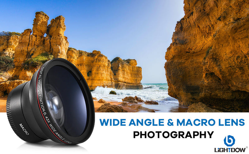 Lightdow 58MM 0.43x High-Definition Wide Angle + Macro Lens Attachment for Canon EOS Cameras - Enhance Your Photography Creativity (φ58mm) φ58mm