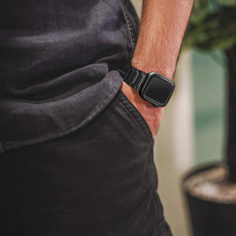 MagnetRX® Magnetic Band Compatible with Apple Watch - 316L Stainless Steel Ultra Strength Magnet Watch Band Compatible for Apple watch Series 9/8/7/6/5/4/3/SE (42mm/44mm/45mm, Black) 42mm/44mm/45mm