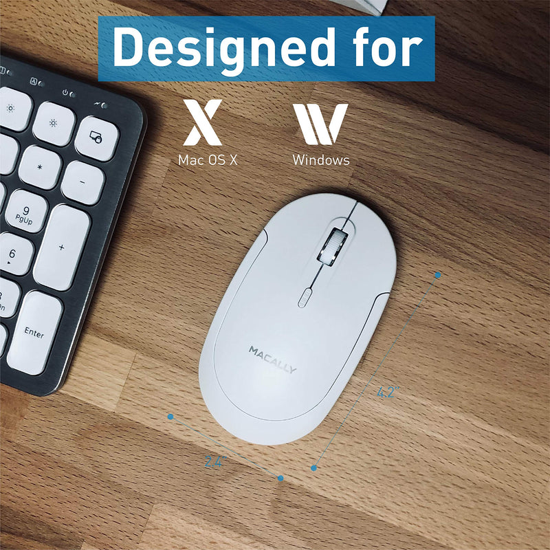 Macally Wireless Number Pad for Mac & PC and a Wireless Bluetooth Mouse, Work with Numbers More Efficiently