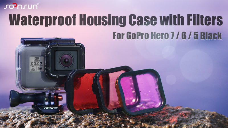 SOONSUN 147FT Waterproof Case with Dive Filters for GoPro Hero 5/6/7 Black