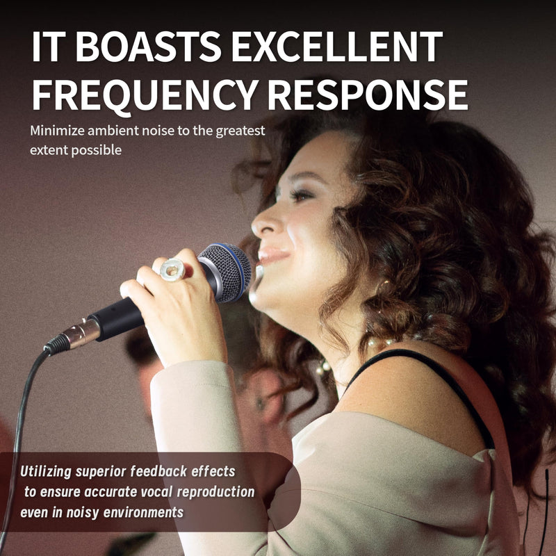 BT 58A Wired Dynamic Supercardioid Vocal Microphone,Includes 16ft XLR Audio Cable and Stand Adapter,for Stage Singing,Studio,Mixer,Speakerand Karaoke,Handheld Mic