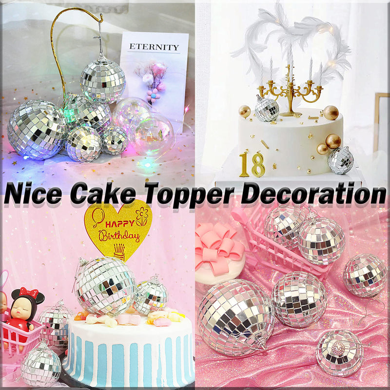 24 Pcs 2 Inches Disco Ball Ornaments Silver Mirror Balls for Christmas Tree Wedding Party Decoration 24