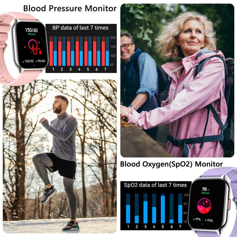 Smart Watch with 4 Bands, 2.0" Fitness Tracker Watch(Dial/Answer Calls) with Heart Rate/Blood Pressure/Blood Oxygen Monitor for Android iOS