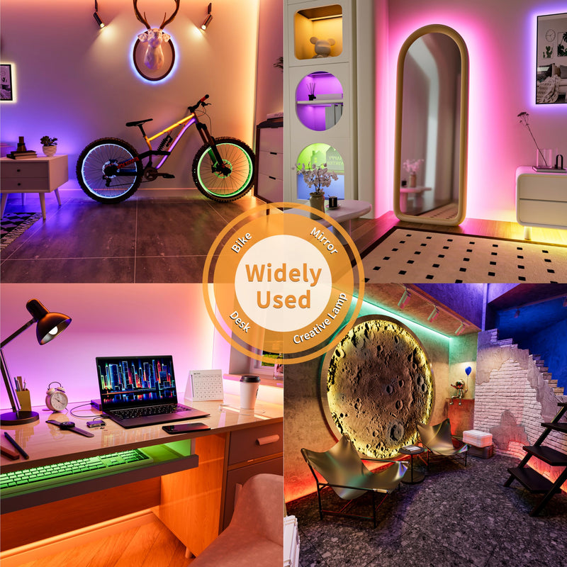 PAUTIX 5V USB COB RGB LED Strip Light 9.84ft/3m Color Changing Light Strips,TV Backlight Multicolor Flexible Under Cabinet Tape Lights with Bluetooth Control for Bedroom,Kitchen,Home DIY Lighting USB5V RGB/9.84ft