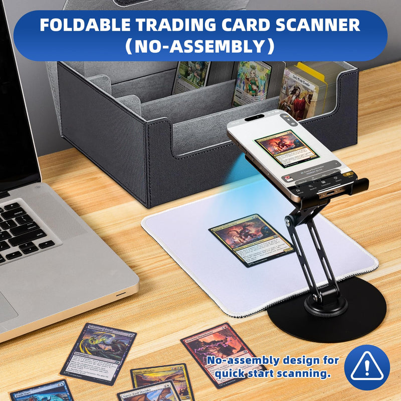 Card Scanner for Trading Cards–MTG & TCG Card Scanner Stand with Magnetic LED Light,Foldable Phone Holder for Scanning,Cards Quickly Scan and Price Check,Available for ManaBox with LED Light