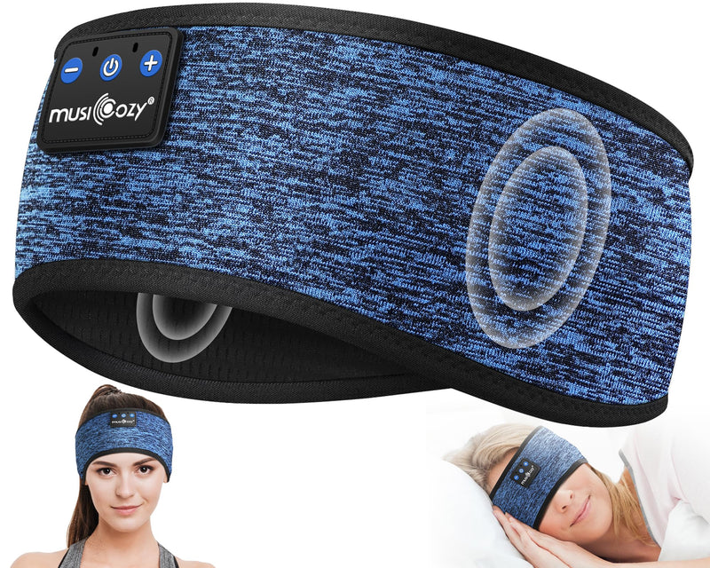 MUSICOZY Sleep Headphones Bluetooth Headband, Wireless Music Sleeping Headphones Sleep Eye Mask Earbuds for Side Sleepers Workout Running Travel Yoga Office Cool Gadget Tech Unique Gift 2 Pcs