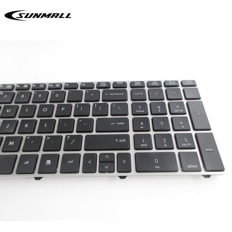 SUNMALL Keyboard Replacement with Silver Frame Compatible with HP Elitebook 8560P 8570P Probook 6560B 6565B 6567B 6570B 6575B Series Keyboard with Pointer