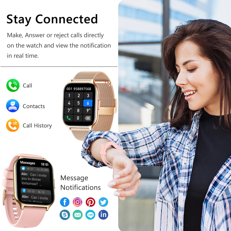 2-Pack Smart Watch with 4 Bands, 2.0" Fitness Tracker Watch(Dial/Answer Calls) with Heart Rate/Blood Pressure/Blood Oxygen Monitor for Android iOS
