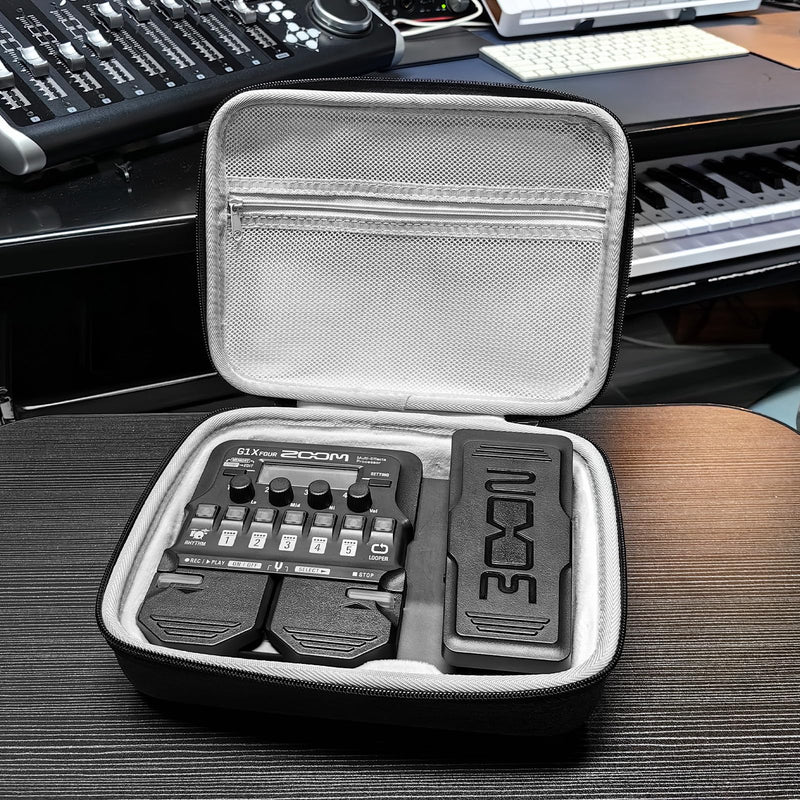 Premium velvet interior HardCase Compatible with Zoom G1X Four case B1X A1X Guitar Bass Multi-Effects Pedal cover (Grey) Grey