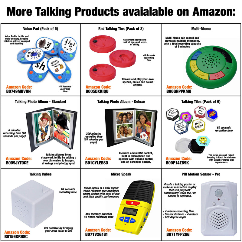 [AUSTRALIA] - Talking Products, Talking Tins Voice Recordable Sound Buttons, 20 Seconds Recording, Yellow, Pack of 3. Ideal Dementia Aid for Independent Living and Educational Activities pkg of 3 