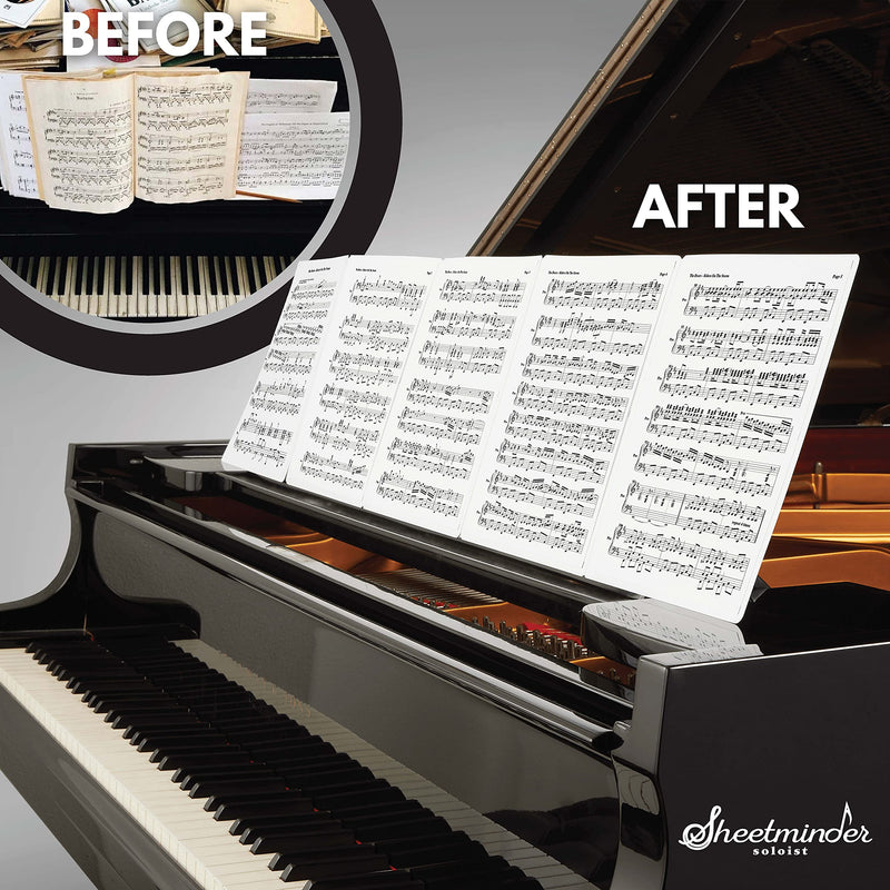 Soloist (5-Pack) - Printed Sheet Music Organizer/No Page Turning, Windproof on Music Stand, No Plastic Sleeves, Easily Mark Fingering/Perfect for Students, Teachers, Bands, Performers 5-pack