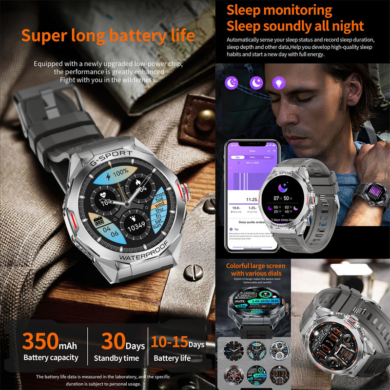 Smart Watches for Men(Answer/Make Call), 1.46" HD Fitness Tracker Watch with Blood Pressure/Heart Rate Monitor, SpO2, Fitness Watch for Men, 100+ Sports Smart Watch for Android/iOS Phones (Silver) Silver