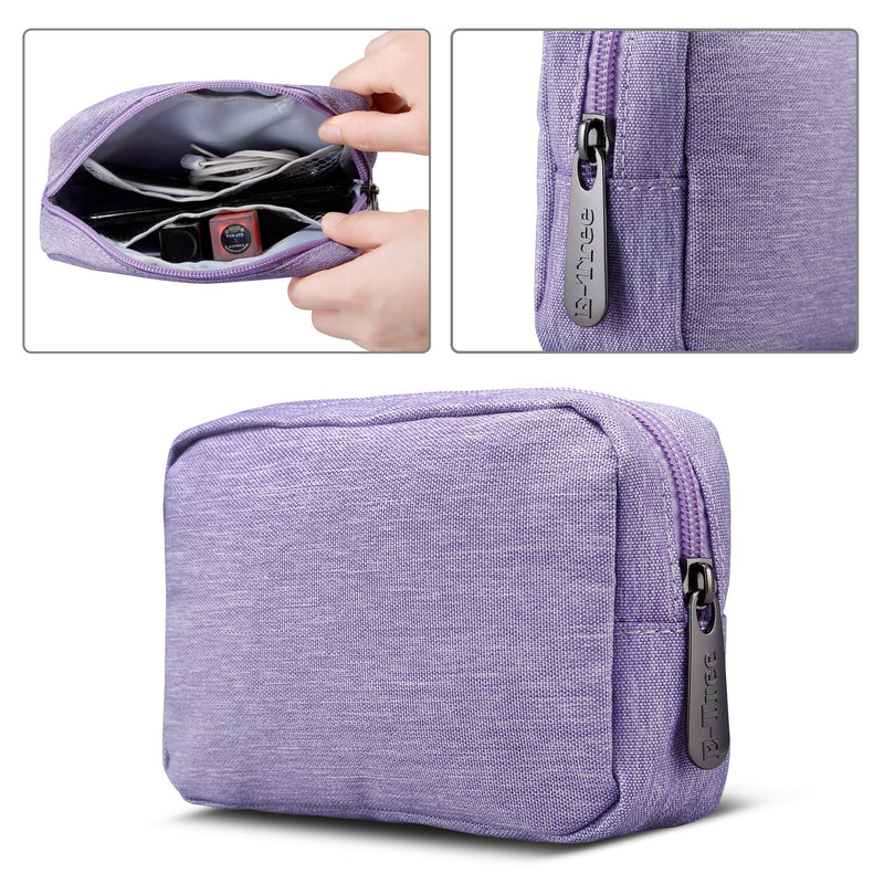E-Tree 7 inch Canvas Zippered Small Bag, Mini Travel Makeup Carrying Case, Cosmetic Bag, Portable Electronics Accessories Organizer, Tiny Coin Purse Wallet, Little Pouch for Little Items, Purple 6" X 1.8" X 4"