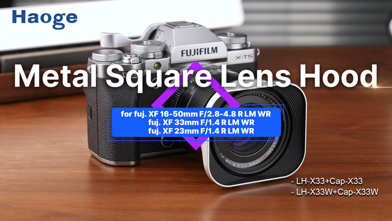 Haoge LH-X33 Lens Hood Metal Square Bayonet for Fujinon XF 16-50mm F2.8-4.8 R LM WR,XF 33mm F1.4 R LM WR Lens, Fuji XF 23mm f/1.4 R LM WR Hood Shade Black (Not with Metal Front Cap)