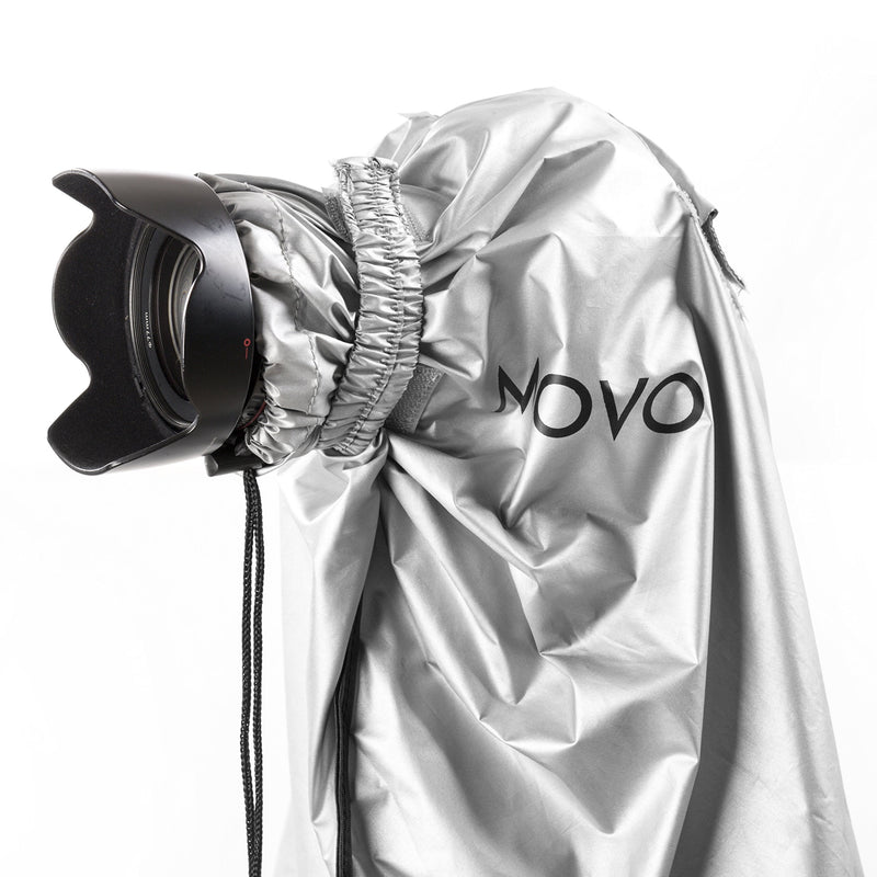 Movo CRC03 Extra-Long Camera Rain Coat Rain Cover for DSLR Cameras, Lens, and Tripod (Metallic Gray)