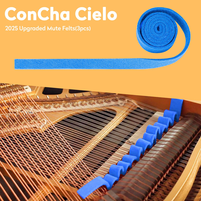 CONCHACIELO Piano Tuning Kit: Universal Piano Tuning Tools Kit Set with Portable Velvet Bag, Tuning Wrench, Long Mute Felt, Rubber Mutes. for Tuning Beginner, Professional Tuner (Simple Tuning Set