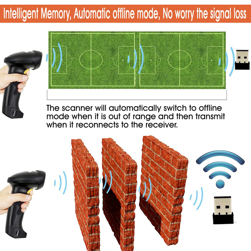 [AUSTRALIA] - TEEMI Wireless Barcode Scanner Handheld Automatic 1D Laser Rechargeable Bar Code Reader USB Plug and Play with 2.4G Receiver for Windows PC Mac OS Linux (No Stand) No stand 