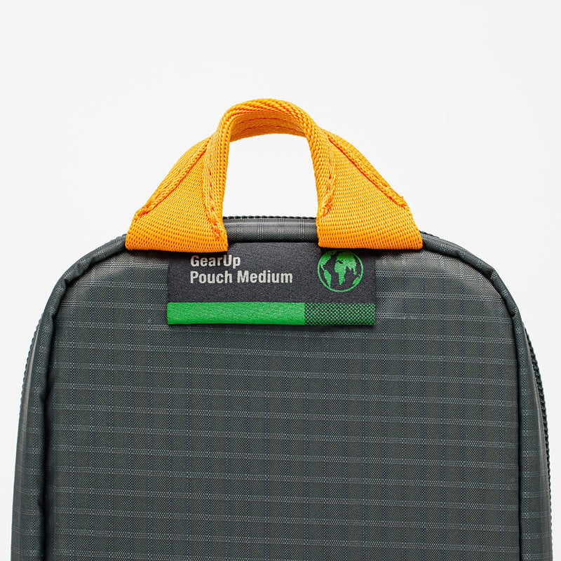 Lowepro GearUp Pouch Medium, Travel Essentials, Travel Case for PC Cords, Cables, Adapters, Batteries, Chargers, USB Sticks, Laptop Accessories, Made of Recycled Fabric, Grey Pouch Medium - New
