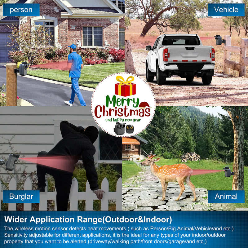 [AUSTRALIA] - Driveway Alarm- 1/2 Mile Long Range Wireless Driveway Alarm Weather Resistant Motion Sensor&Detector-DIY Security Alert System-Monitor&Protect Outdoor/Indoor Property - 1 Receiver and 1 Sensor 1 Receiver+ 1 Sensor 