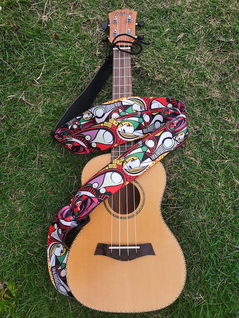 2" Unique Design Durable Classic Paiting Printed Silkly-Like Polyster Folk Acoustic Guitar Electric Bass Strap