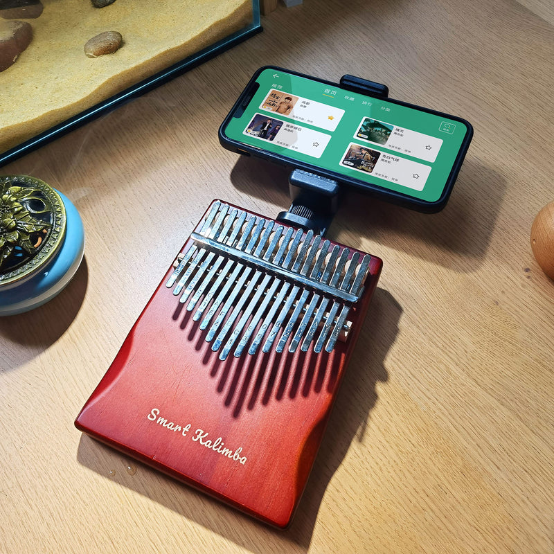 [AUSTRALIA] - Smart Kalimba with APP Tuning Hammer Thumb Piano 17 Keys Portable Finger Easy-to-Learn Musical Instrument Beginner Kids Adult Christmas Gift (Claret Red) Claret Red 