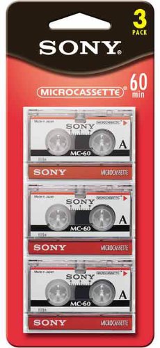 [AUSTRALIA] - Pack of 3 Sony MC60 Dictating Cassettes, Micro, 60 Minutes 
