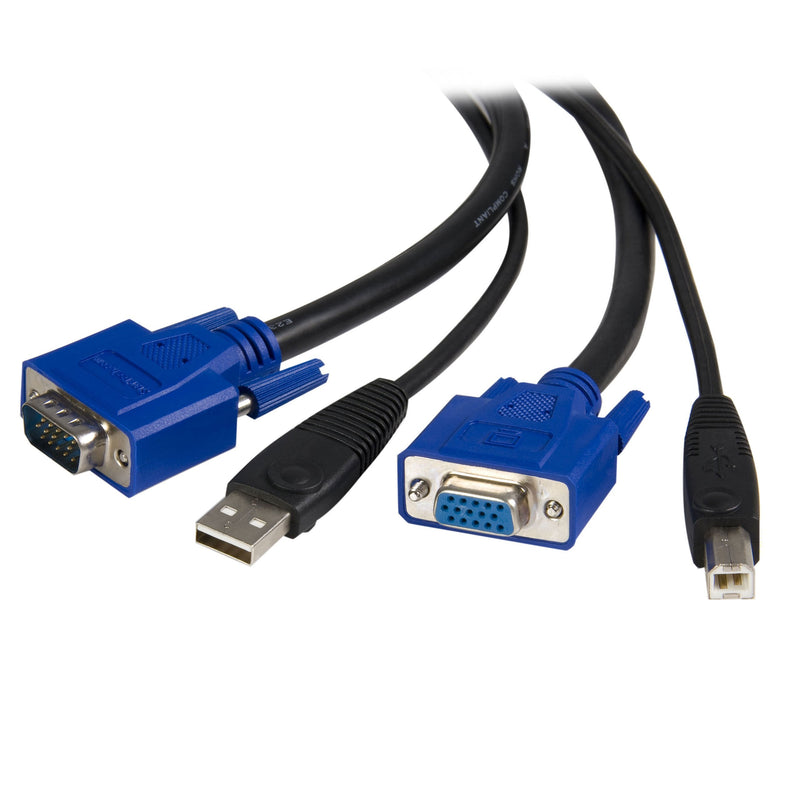 StarTech.com 2-in-1 Universal USB KVM Cable - Video / USB cable - HD-15 (VGA), USB Type B (M) to USB, HD-15 (VGA) - 15 ft - SVUSB2N1_15, Black | Combines VGA video and USB data into one cable, HD-15 and USB-B to USB and HD-15, Reduces clutter