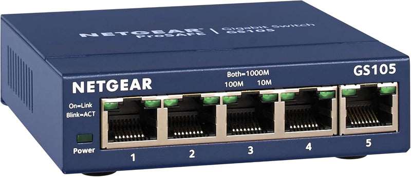 NETGEAR 5-Port Gigabit Ethernet Unmanaged Network Switch (GS105NA) | Desktop or Wall Mount
